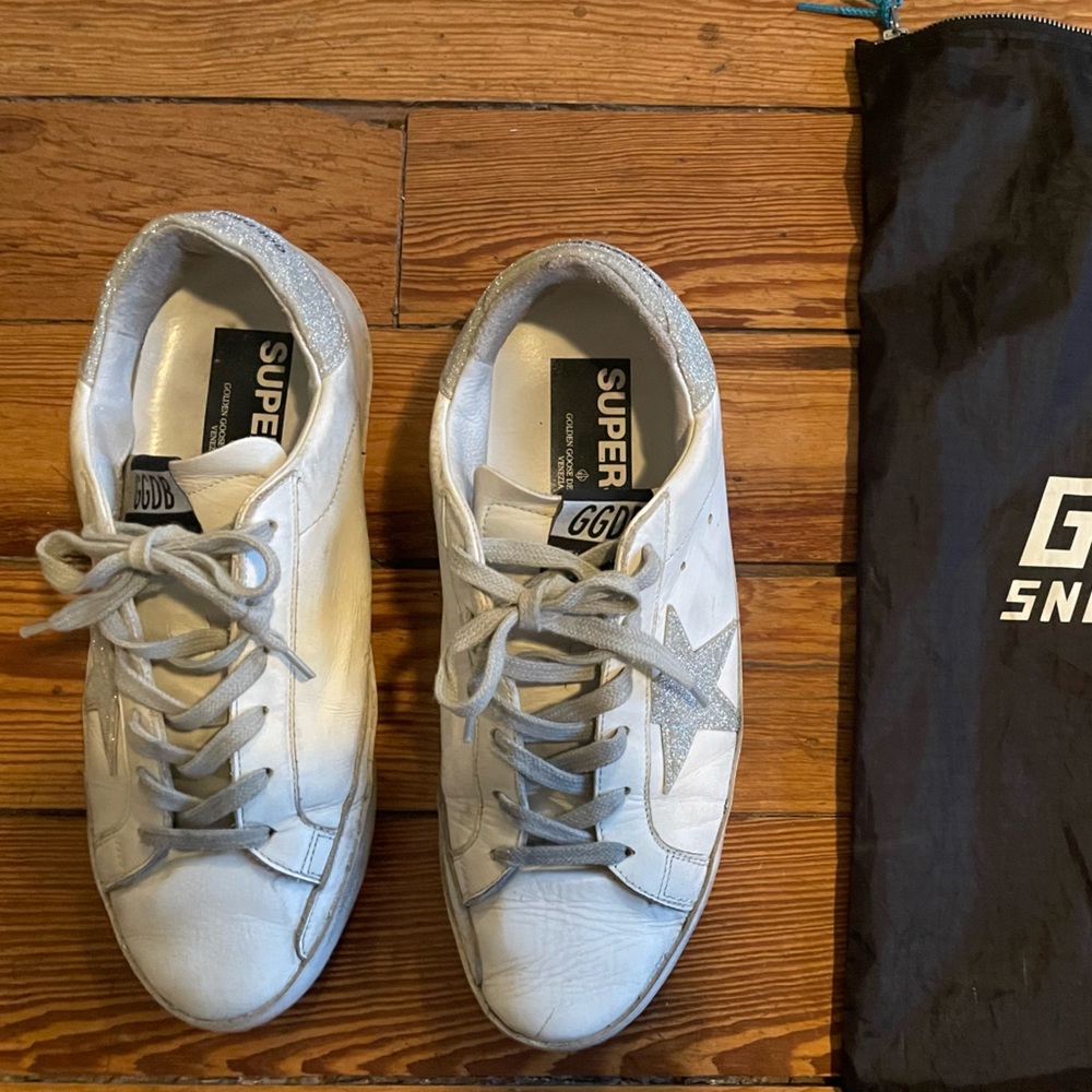 Golden Goose sneakers size 38 with silver glitter star and heel